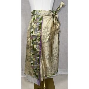 One Size Indian Silk Sari Wrap Skirt Boho Festival OS Beautiful